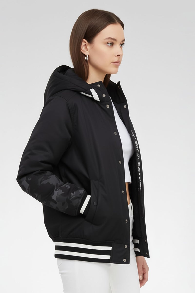 Aape By A Bathing Ape Women Embroidered Logo Puffer Jacket, Black - Image 3